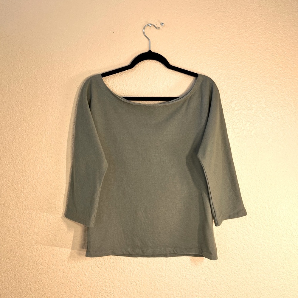 Green wide neck 3/4 sleeve shirt by Synergy Organic Clothing